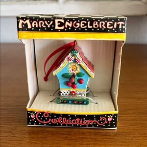 Mary Engelbreit Festive Birdhouse Ornament - Red and Blue